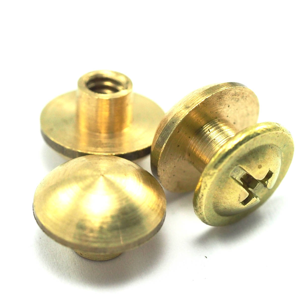 screw rivets, chicago screw / concho screw, 10 pcs 9x6mm raw brass studs, unusual steampunk finding, 1/8" bolt CSC3 1034-2031