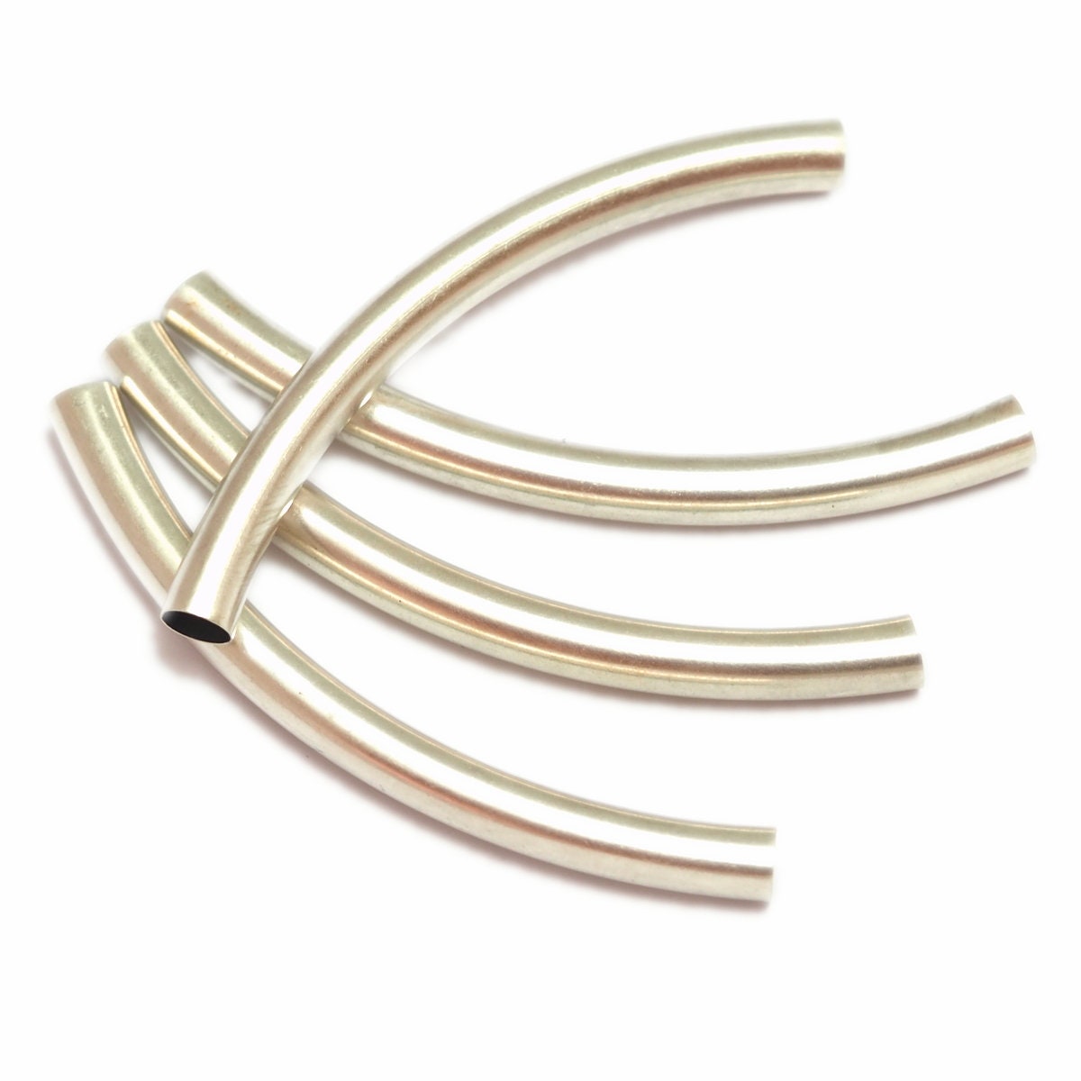 10 pcs Silver plated brass curved tube 7x80mm (hole 6,4mm) 1852
