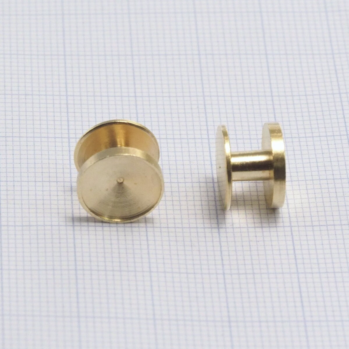 Raw Brass cufflink 12x8mm brass studs, shirt collar tuxedo stud, 2955