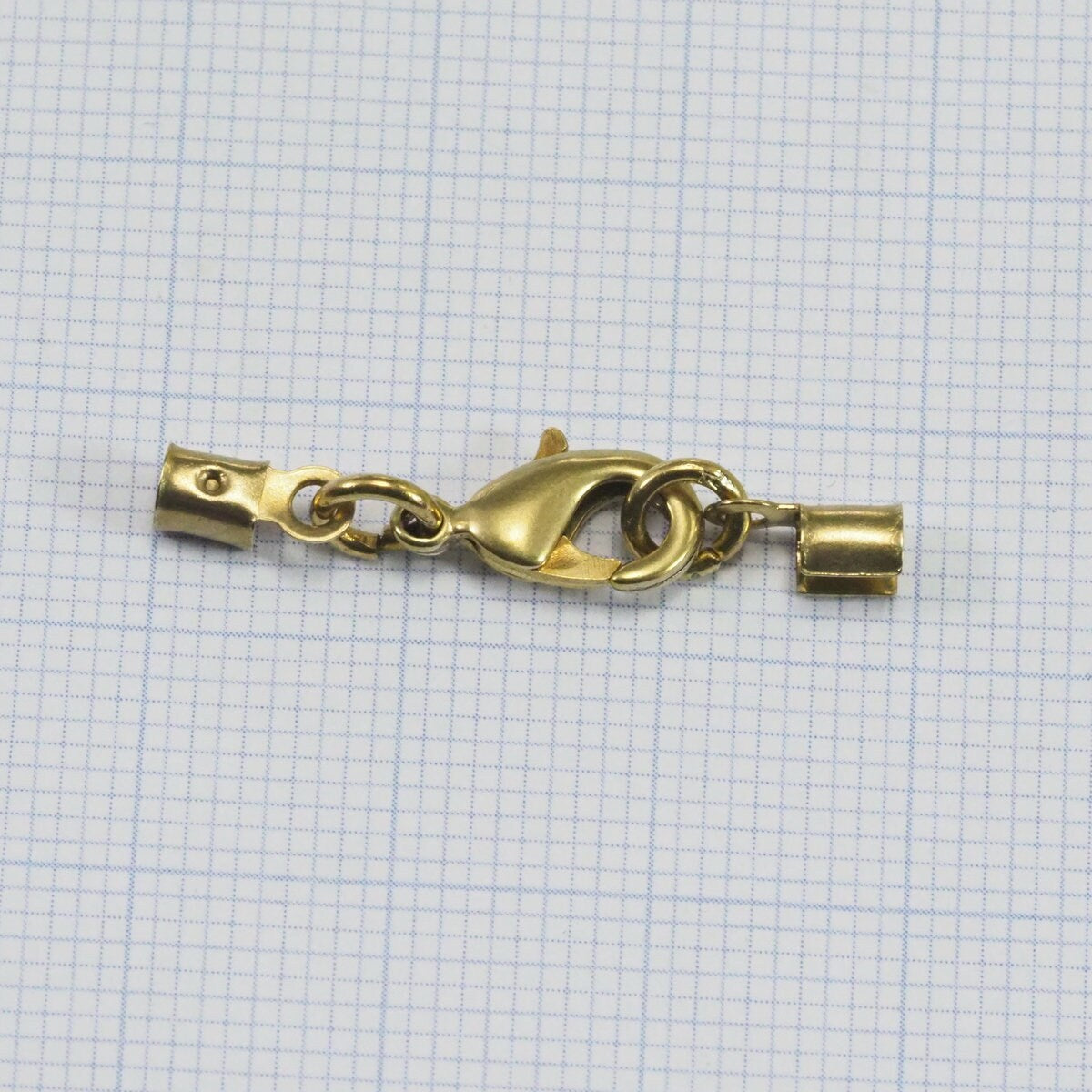 Raw brass lobster clasps with (brass) crimp end (3mm) set (12mm Lobster) Cord tips 1372