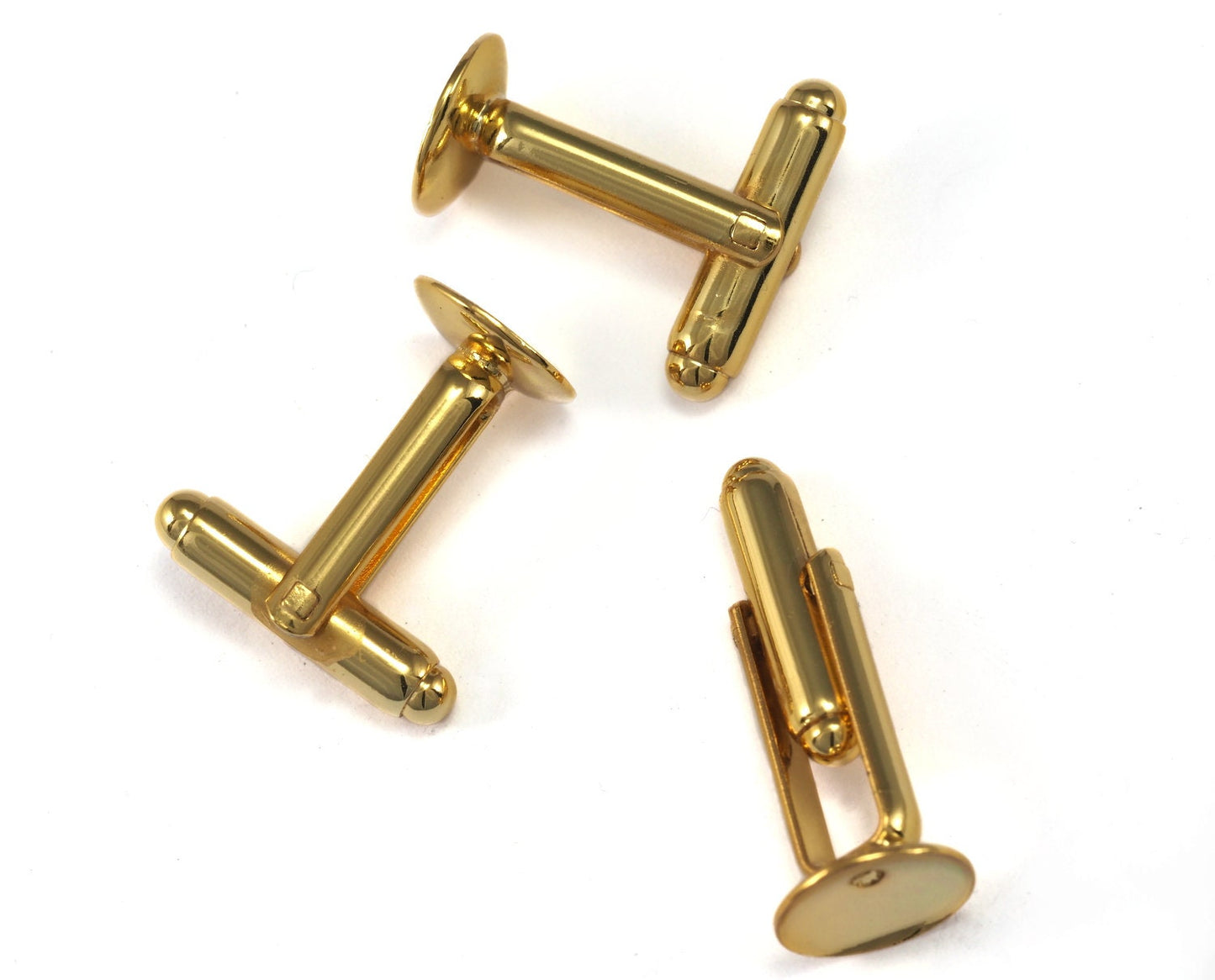 cufflink blank, gold plated Brass with 10mm setting 456