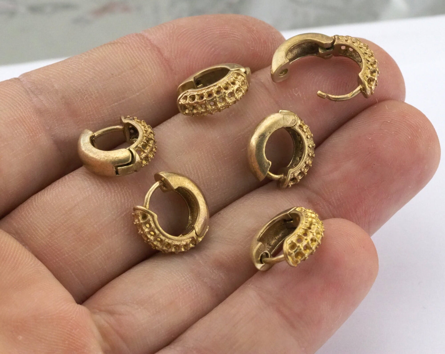 2 pcs raw brass earring leverback rhinestone blanks findings 13mm 0,51"