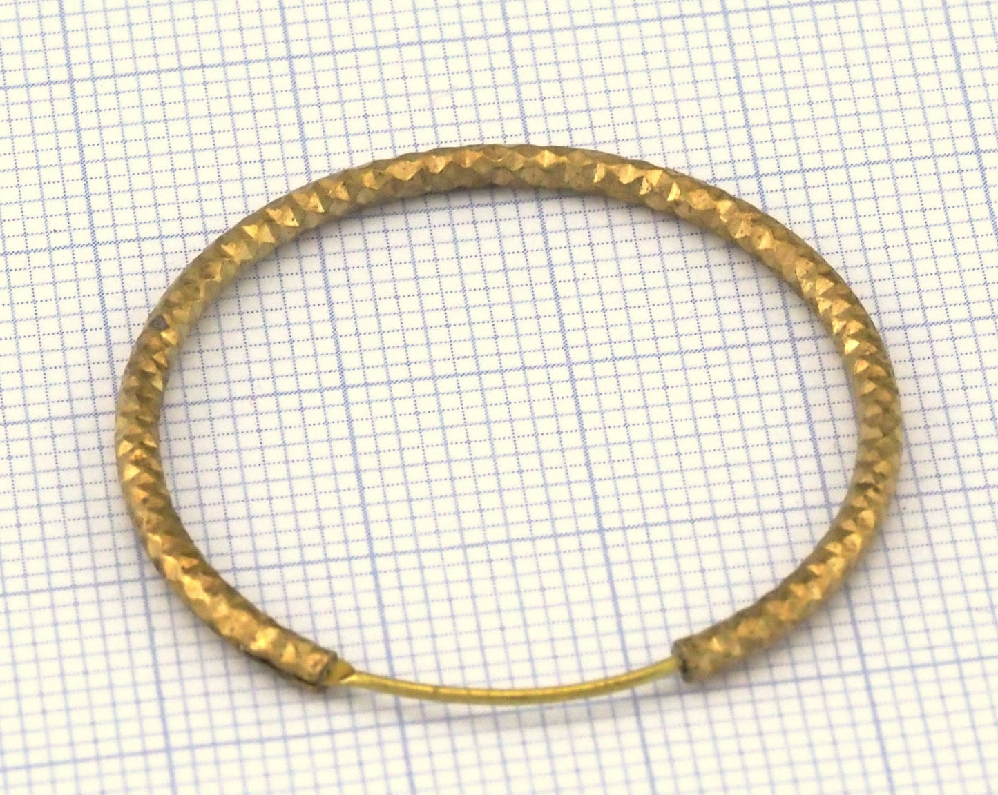 Textured Earring Stud Hoop, Earring clasp Raw brass 35mm 2454