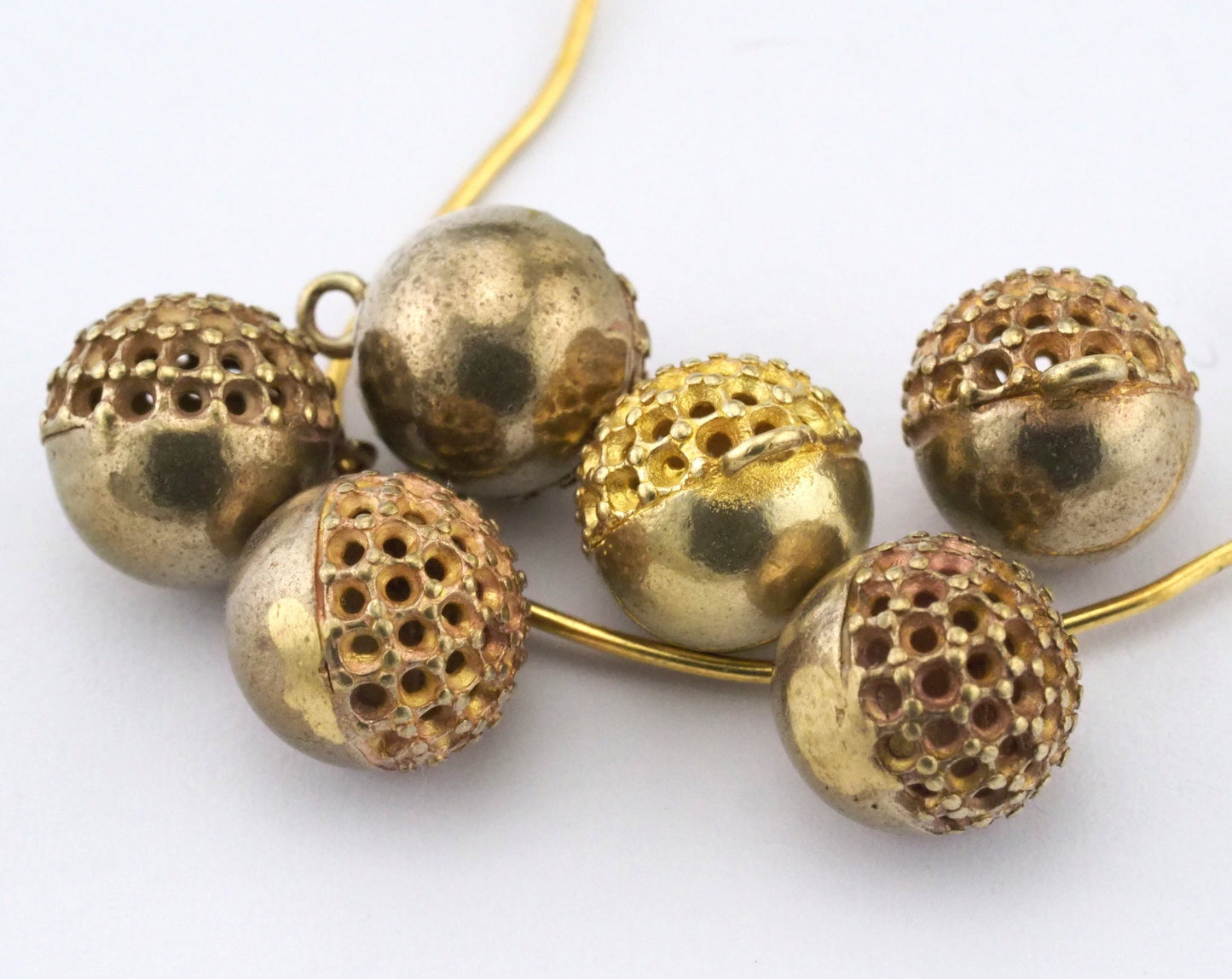 2 pcs raw brass 10mm 3/8" ball pendant finding O31