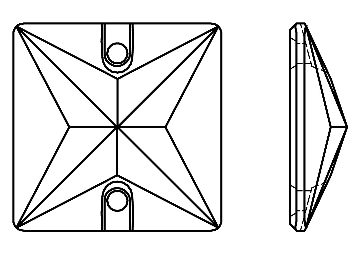 Square sew-on 3240 Swarovski® Crystal (001) Stone 22mm