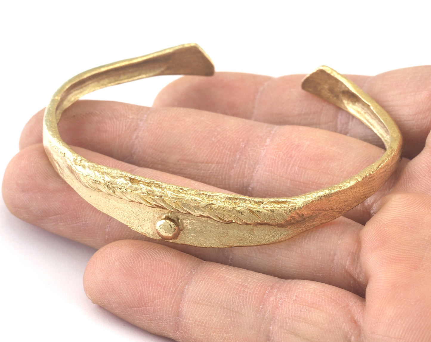 Cuff Bracelet Textured Raw Brass (62mm inner size - Adjustable ) OZ3163