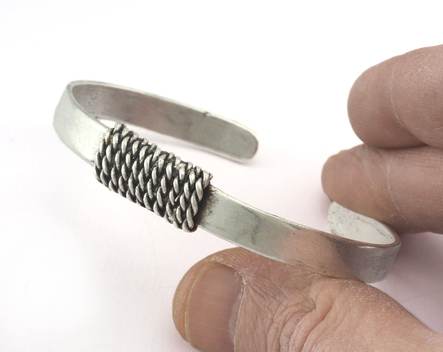 Roped Bracelet Adjustable Antique Silver Plated Brass (64mm inner size - Adjustable ) OZ3150