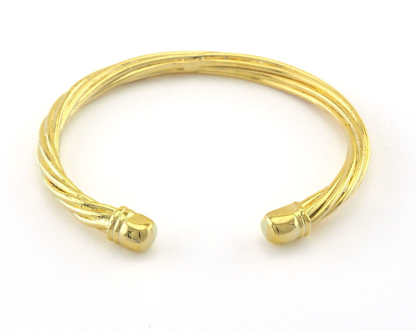 Cuff Bracelet Swirl Adjustable Shiny Gold Plated Brass (60mm inner size - Adjustable ) OZ3168
