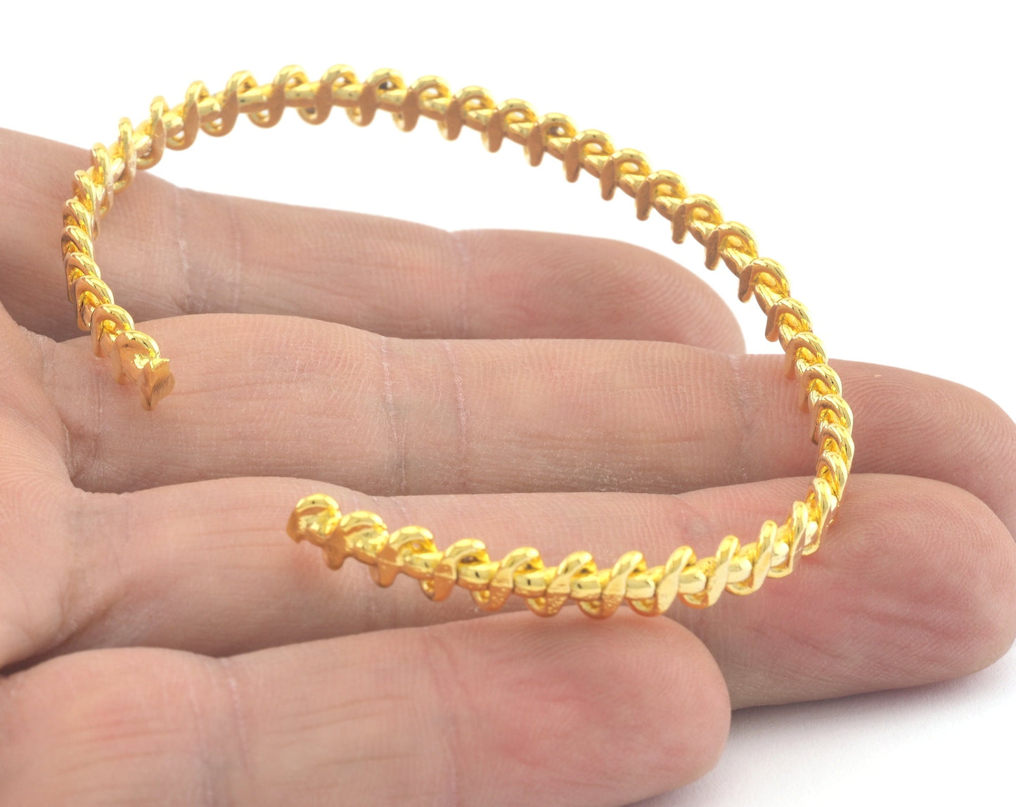 Swirl Bracelet Shiny Gold Plated Brass (64mm inner size - Adjustable ) OZ2995