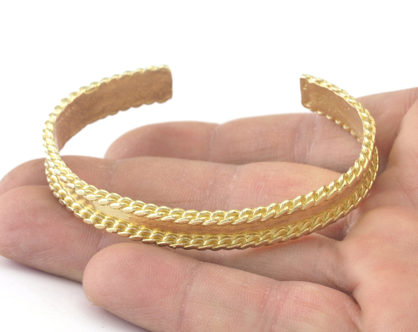 Side Swirl Bracelet Raw Brass (64mm inner size - Adjustable ) OZ3151