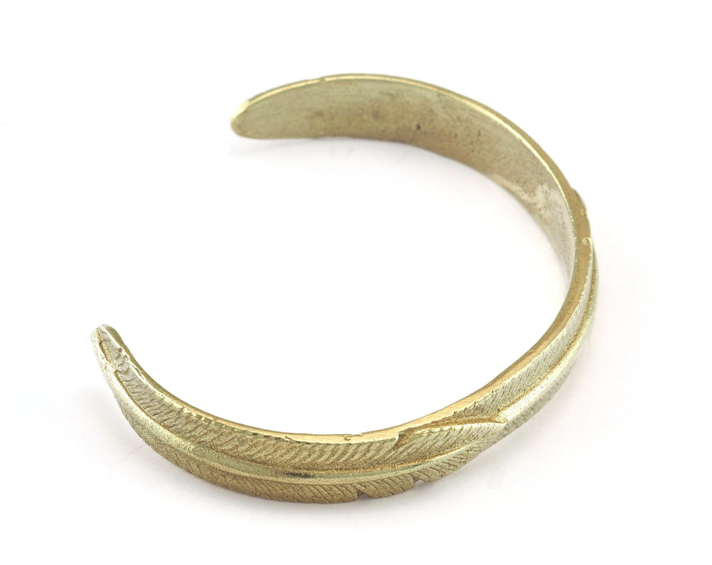 Feather Cuff Bracelet Raw Brass (62mm inner size - Adjustable ) OZ3174