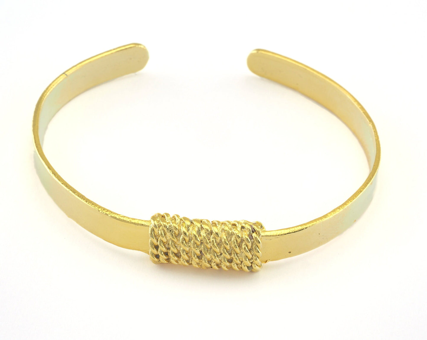 Roped Bracelet Adjustable Shiny Gold Plated Brass (64mm inner size - Adjustable ) OZ3150