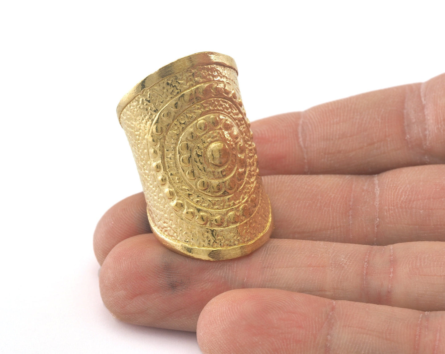 Patterned Ring Adjustable Ring Raw Brass (18mm 8US inner size) OZ3429