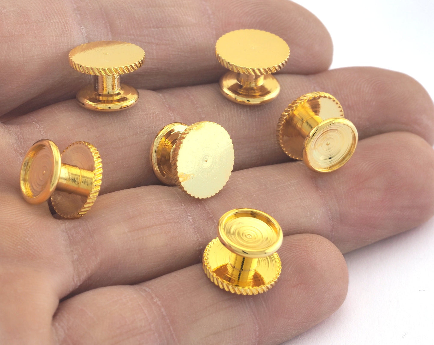 Brass cufflink, 12x8mm 8mm setting Gold Plated brass Shirt Collar Tuxedo Stud 3187