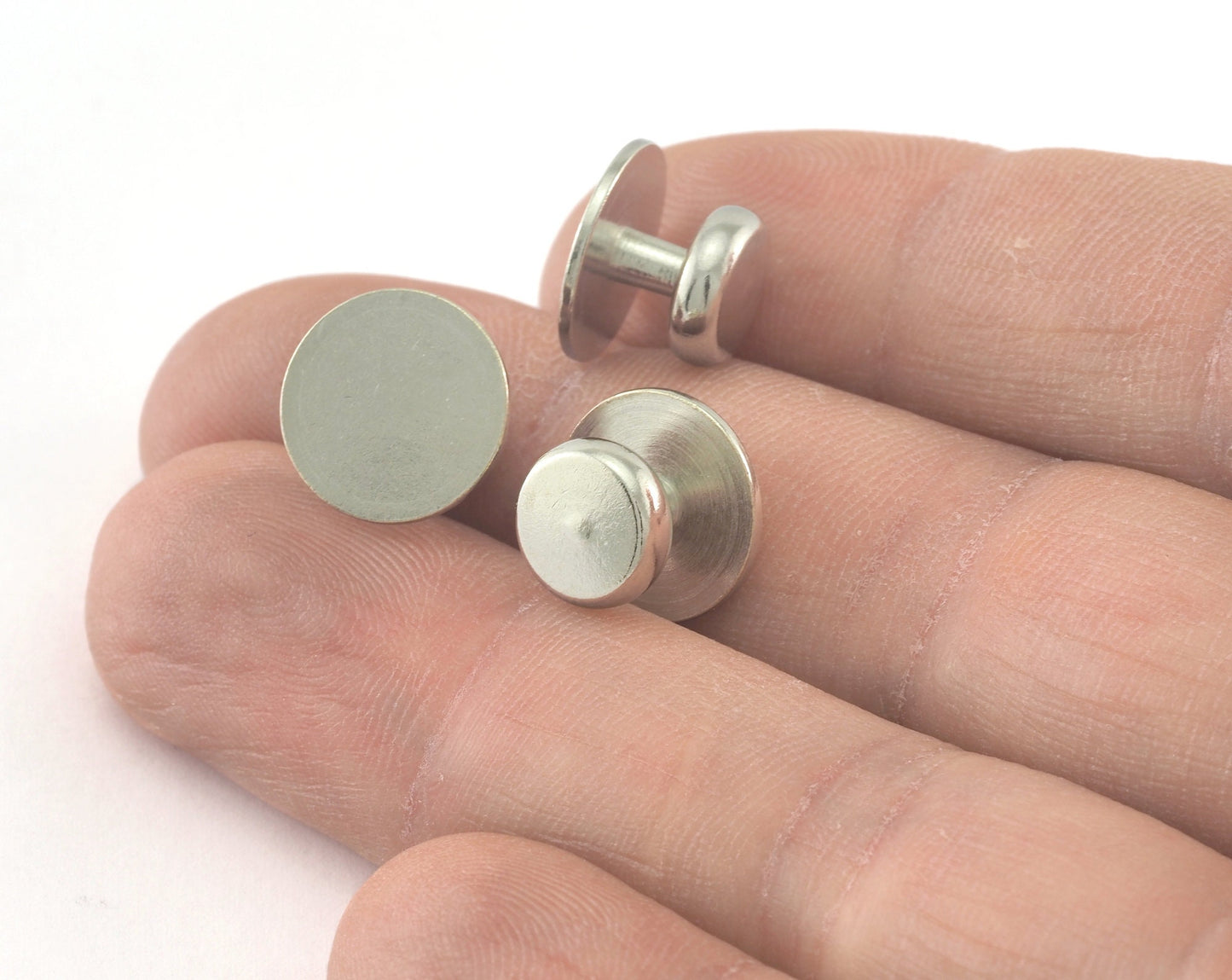 12x8mm Silver Tone (Nickel Free) plated cufflink brass studs, shirt collar tuxedo stud, industrial 1008