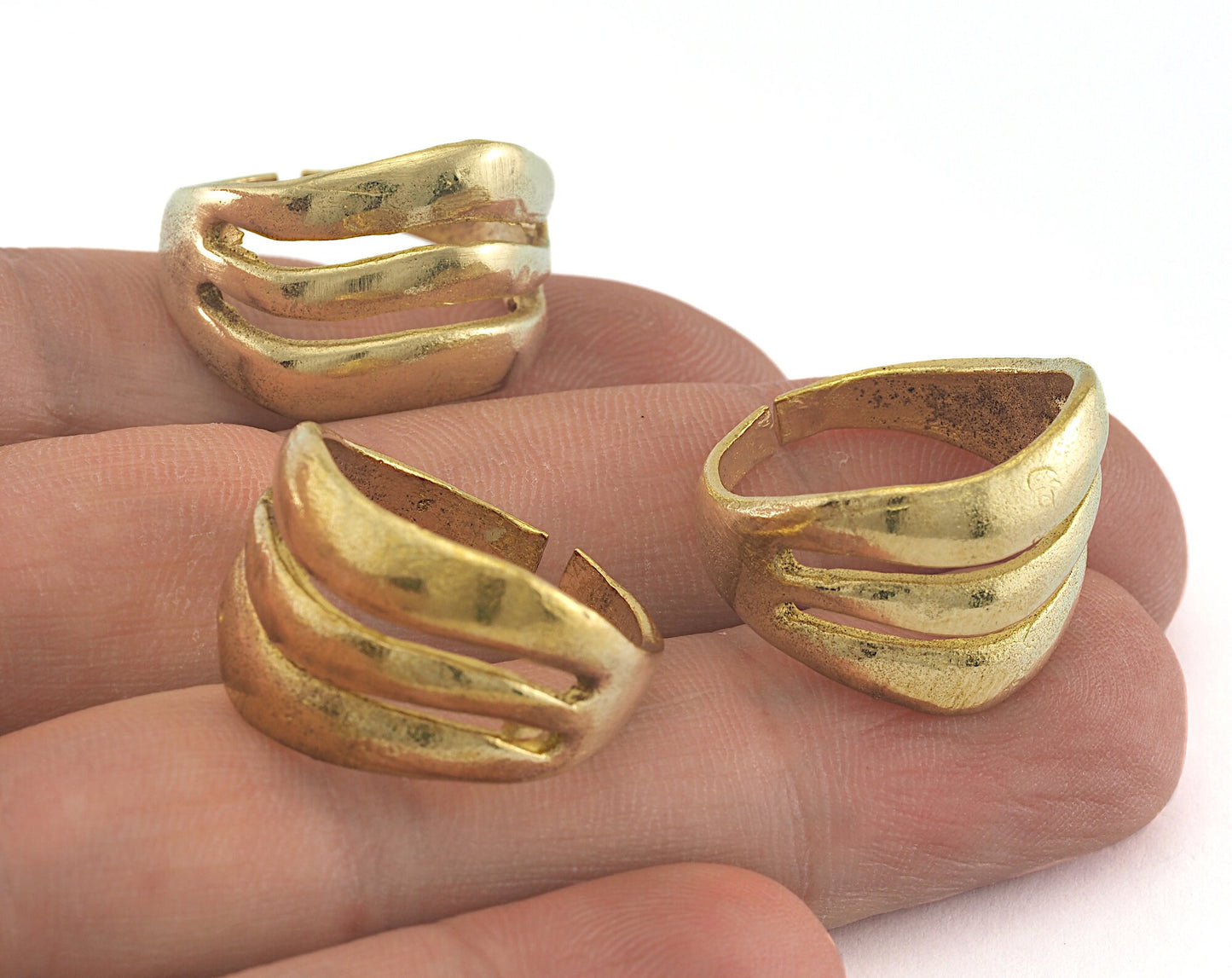 Stripes Ring Raw Brass (18.5mm 8US inner size) 1698