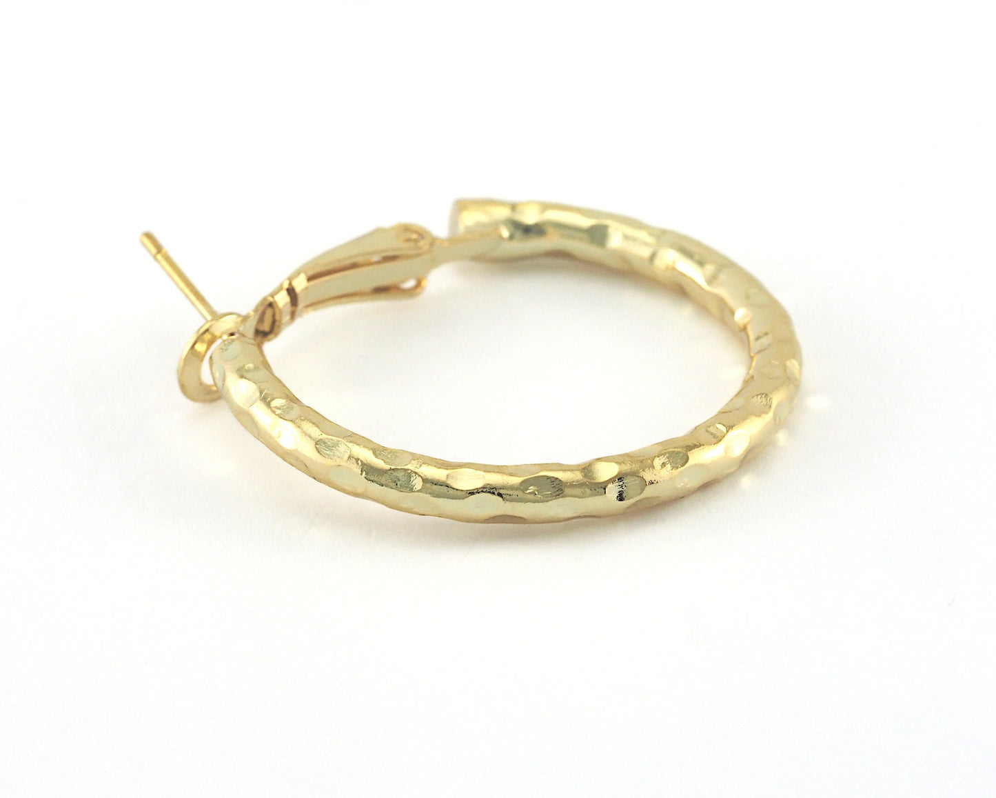 Hoop Earrings textured (Silver, Gold, Gun Metal) plated brass round earring Posts, 32mm R152