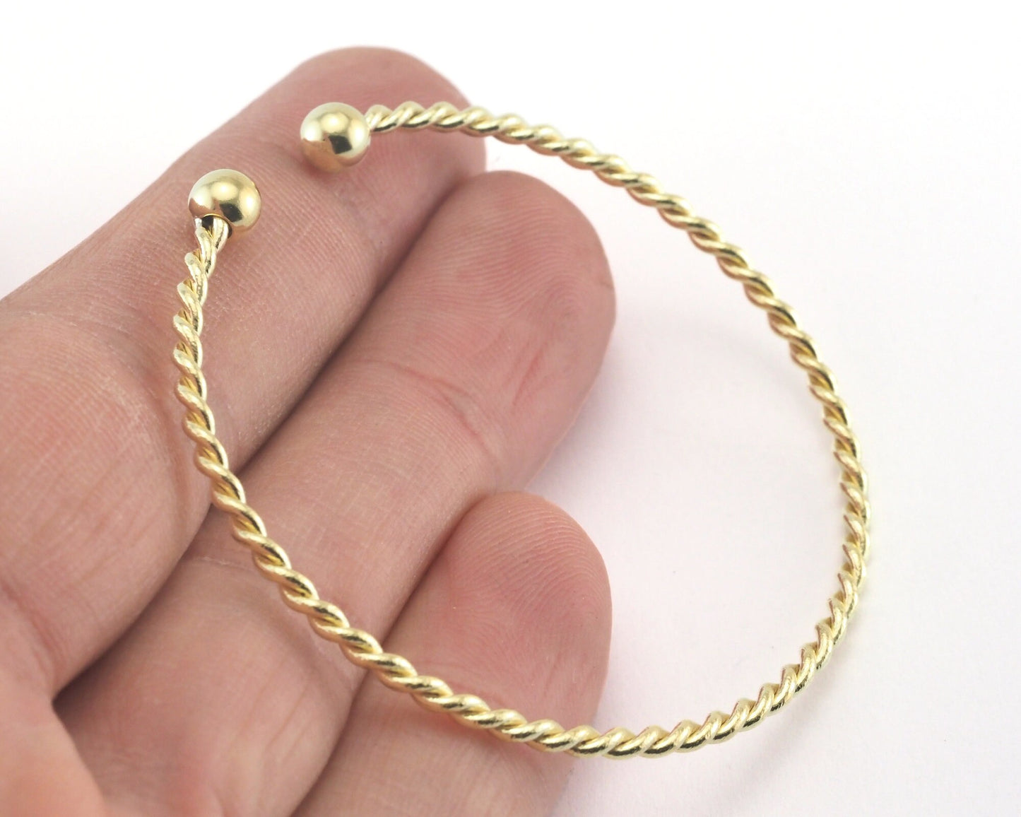 Swirl wire bracelet Ball head Adjustable Raw - Silver - Gold Plated brass (45-60mm inner size - Adjustable ) 3893
