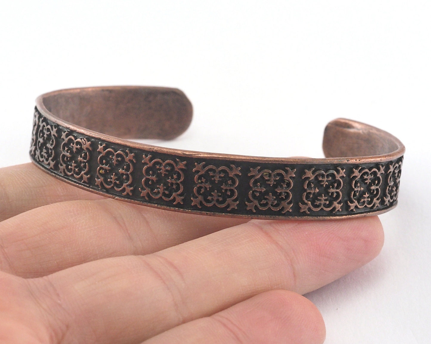 Cuff Bracelet Textured Adjustable Antique Copper Tone Brass (60mm inner size - Adjustable ) OZ2963