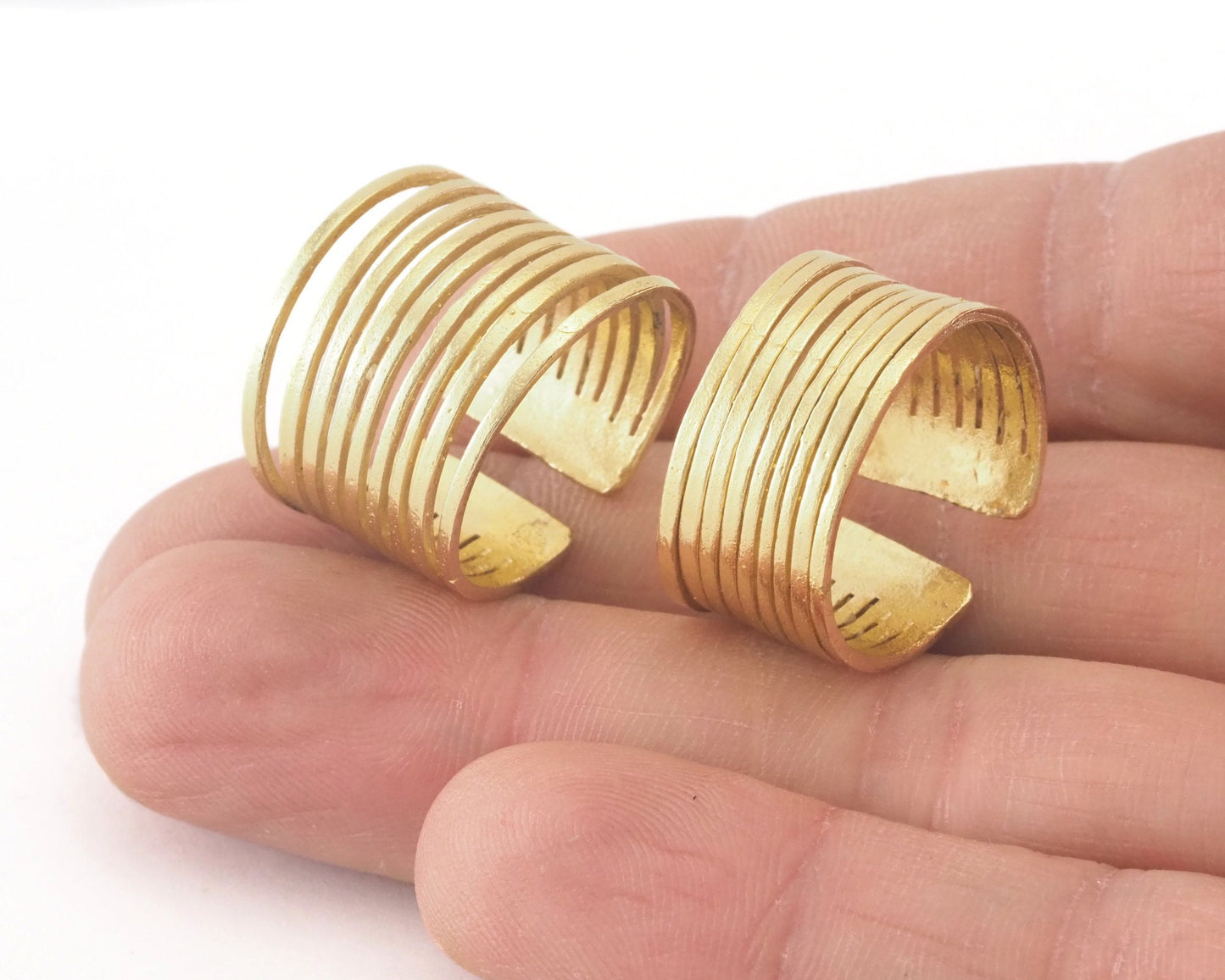 Ring Adjustable Raw brass - Antique silver plated 9 line (18mm 8US inner size) 3924