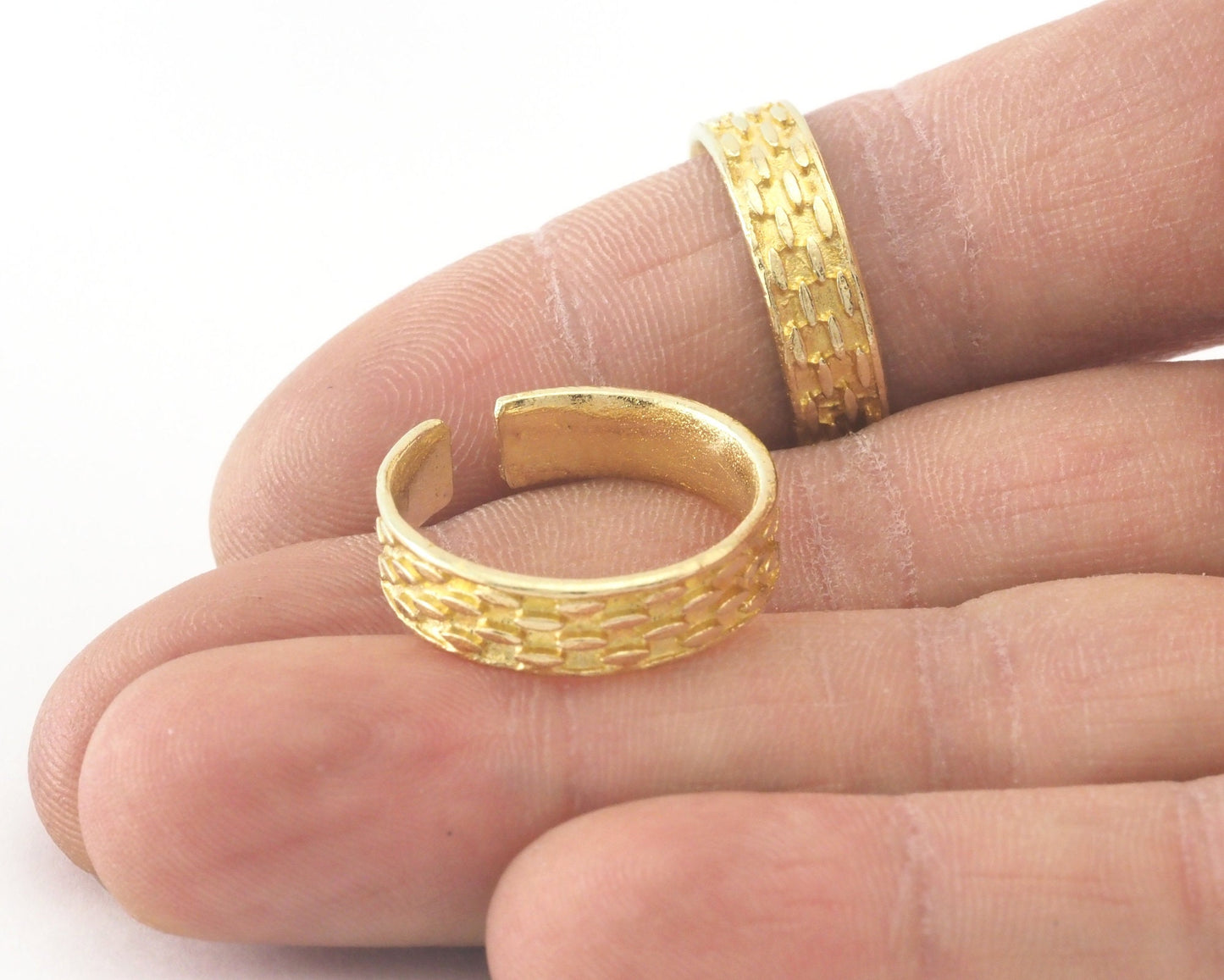 Minimalist Band Ring Textured Adjustable Raw Brass (19mm 9US inner size) OZ3941
