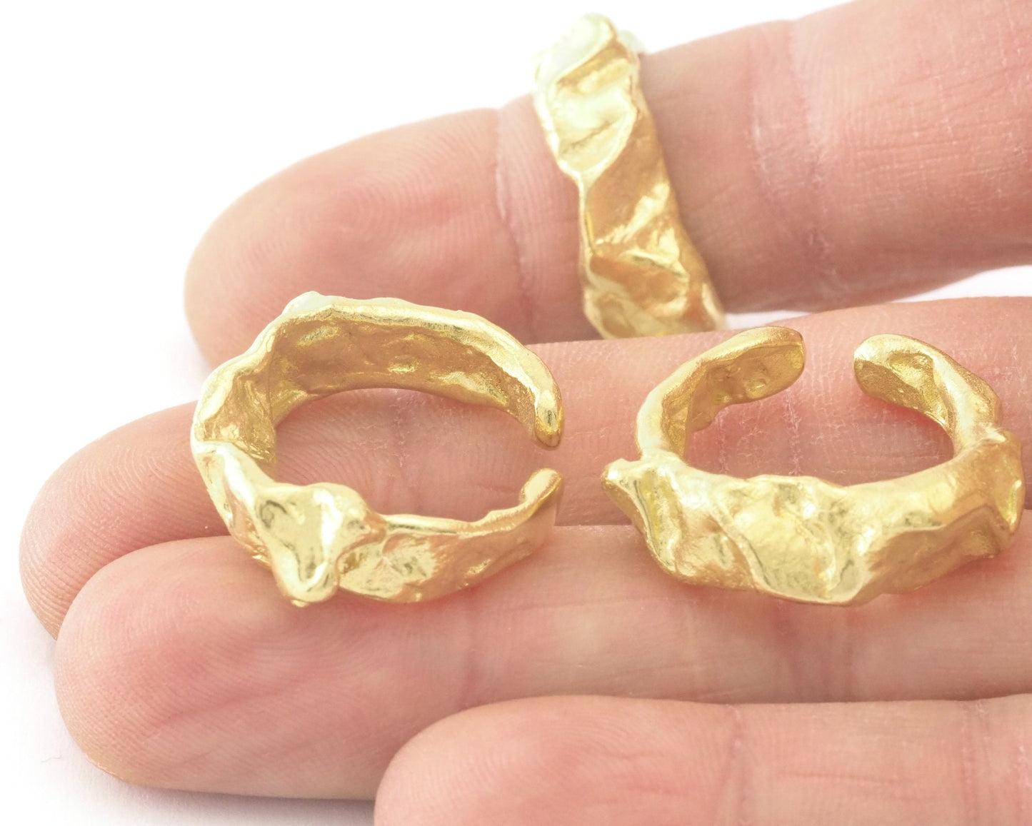 Organic Shape Adjustable Ring Raw brass - Antique silver - Shiny Gold Plated (17-19mm 7-9US inner size) OZ2914