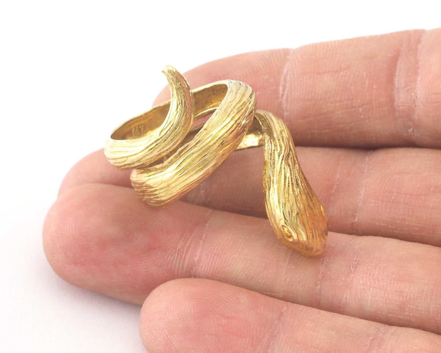 Snake Ring Wrap Animal Adjustable Raw Brass (18mm - 20mm 8US - 10US inner size) Oz4012