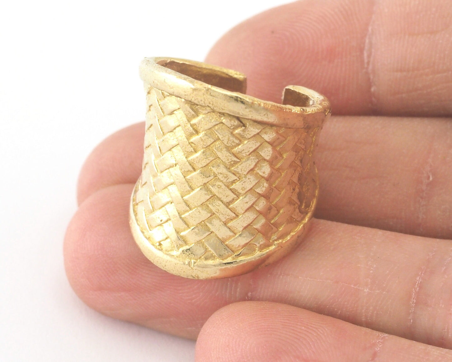 Band Mesh Ring Adjustable Ring Raw Brass OZ2496