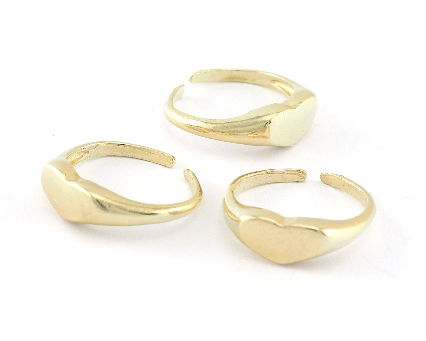 Heart Signet Ring Adjustable Blank Raw brass (6US - 7US inner size - Adjustable ) OZ4033 10x6mm blank