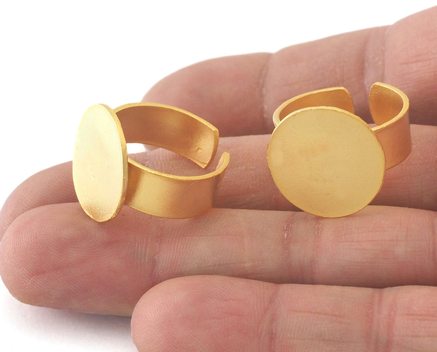 Signet Ring Adjustable Ring Blank - Matte Gold plated Brass 18mm Blank (17.5-20mm 7-10US inner size - Adjustable ) OZ3953