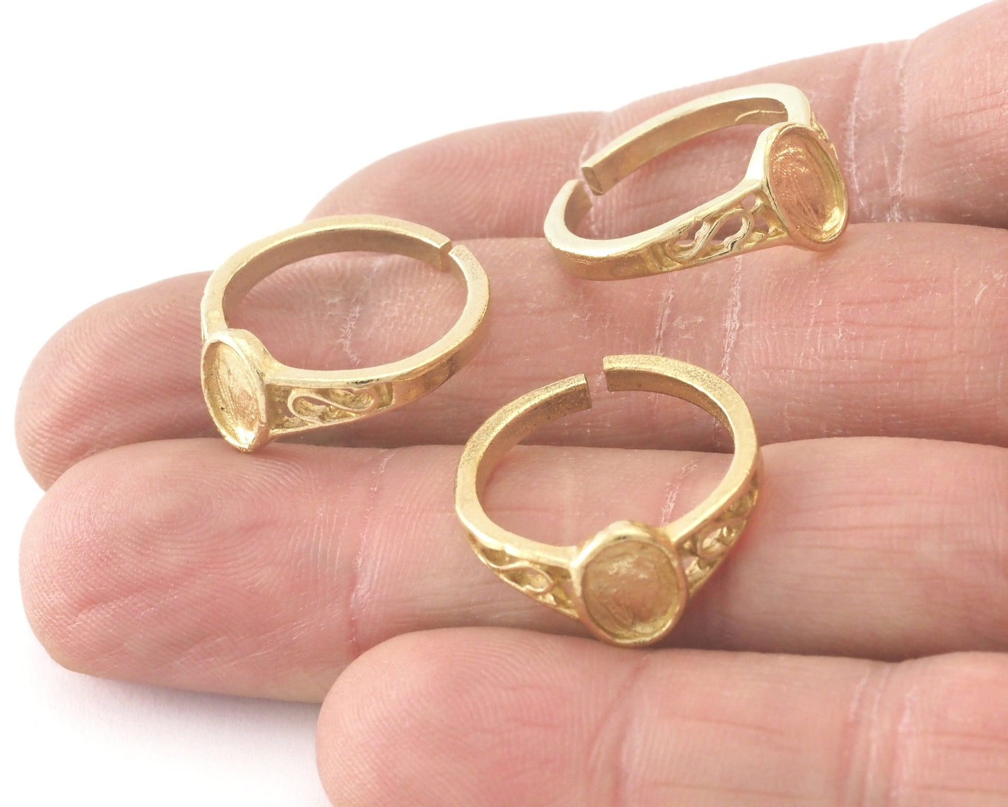 Ring Adjustable ring raw brass with 5x7mm base setting 5-7US 2235