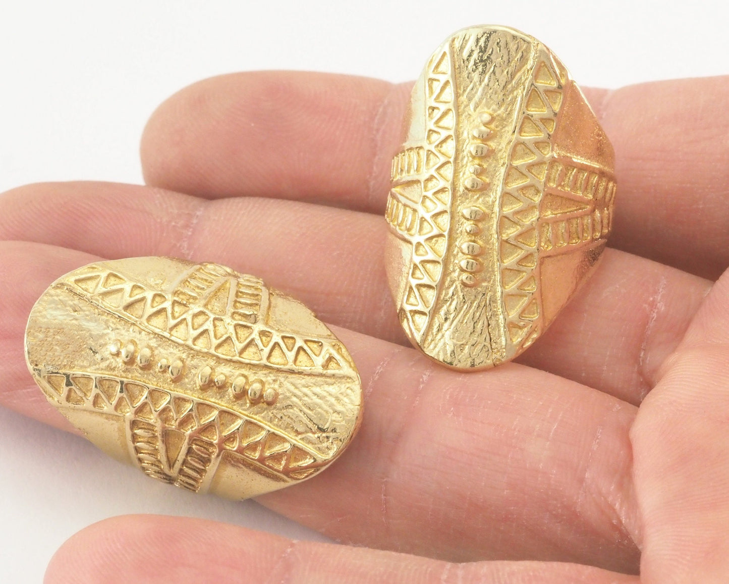 Rustic Oval Ring Textured Adjustable Ring Raw brass (21mm 11US inner size) 4060 ring33