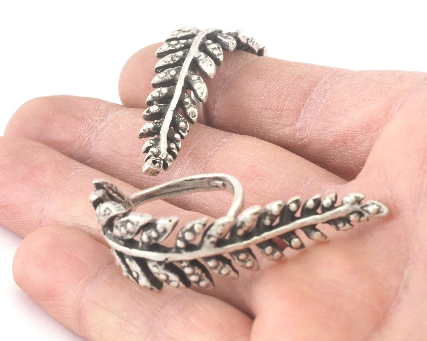 Leaf Ring Adjustable Antique Silver Plated brass (20mm 10US inner size) OZ3263