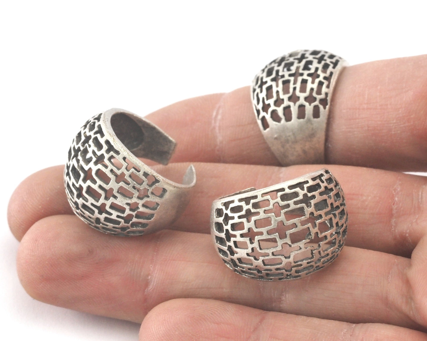 Adjustable Ring Antique silver plated brass (18mm 8US inner size) OZ2631