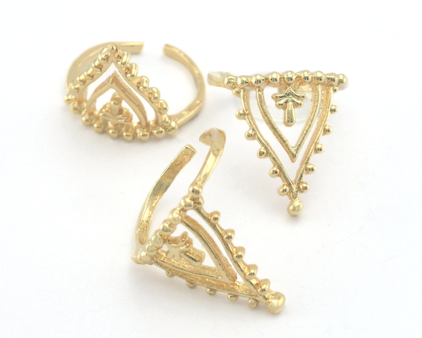 Adjustable Ring Shiny Gold Plated brass (17.5mm 7US inner size) OZ3301