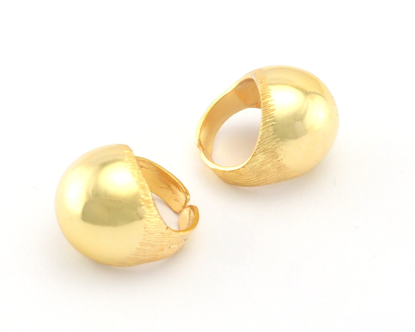Domed Adjustable Ring Shiny Gold Plated Brass (19mm 9US inner size) Oz3641