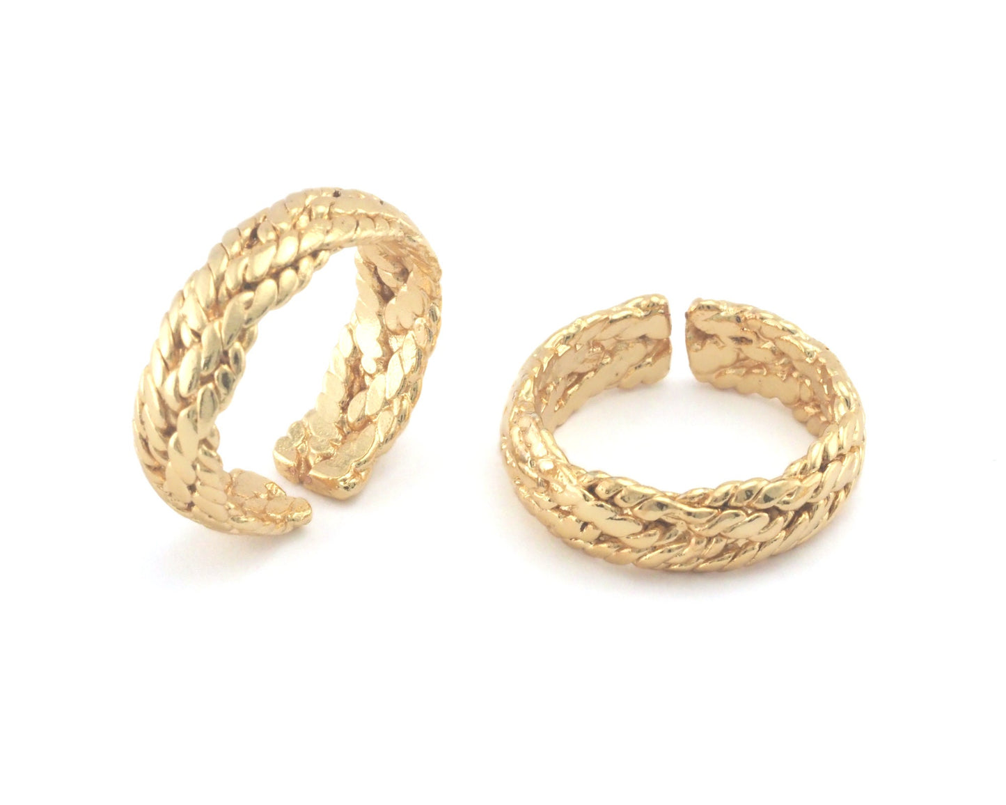 Minimalist Band Textured Adjustable Ring Shiny Gold Plated Brass (6US 7.5US 9US inner size) 4156