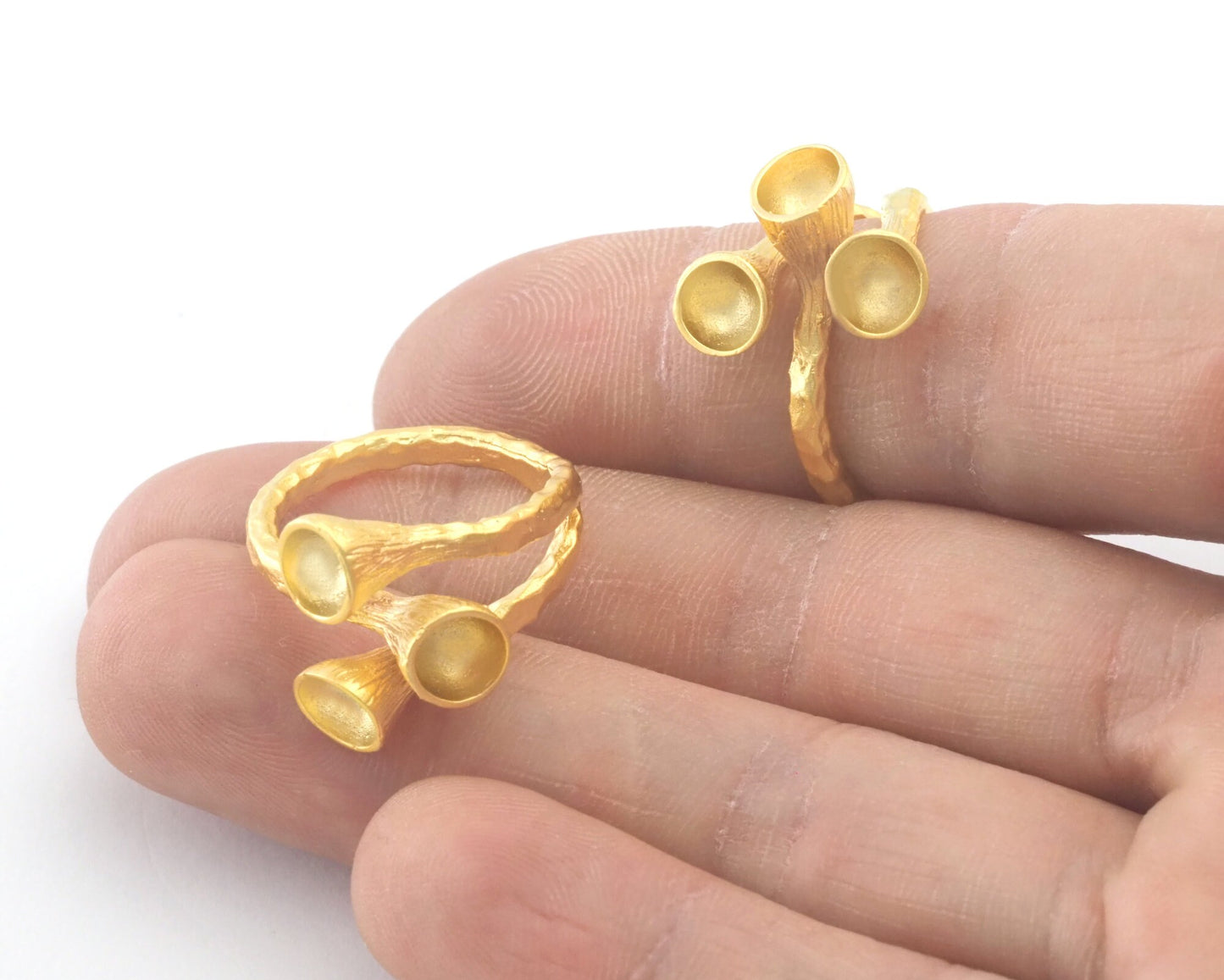 Cone shape setting blanks Ring Adjustable Rings for women, 27.5x22mm Gold Plated Brass (18mm 8US inner size - Adjustable ) 2370