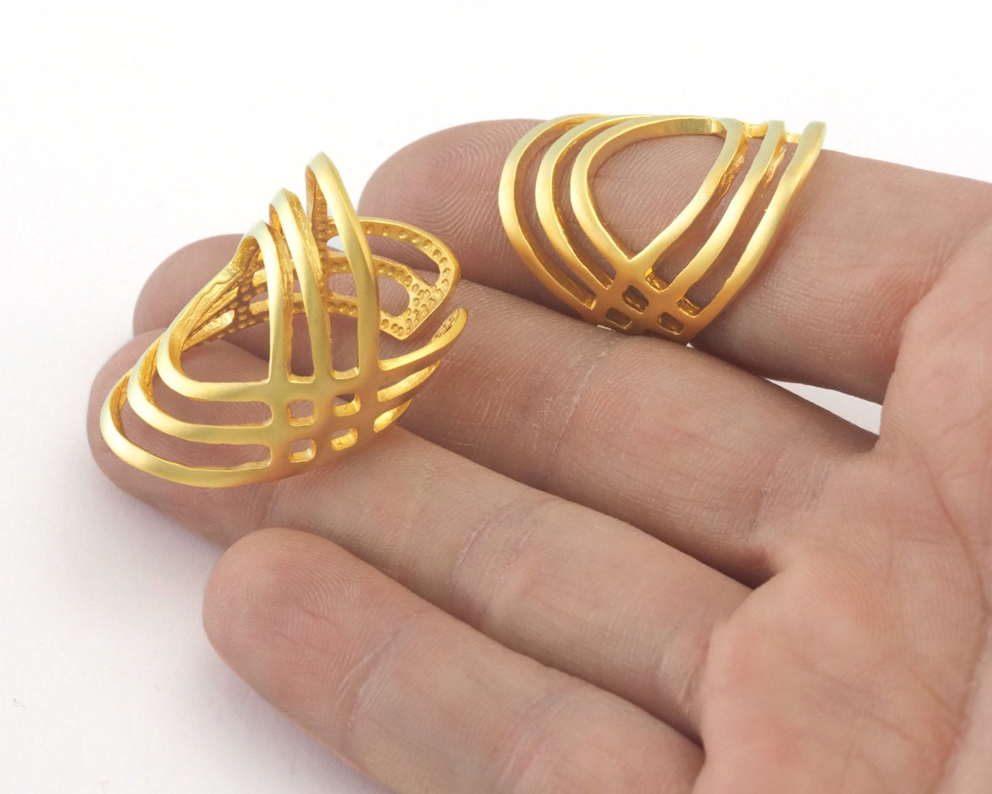 Filigree Adjustable Ring Matte Gold Plated Brass (18.5mm 8.5US inner size) OZ3838 33mm