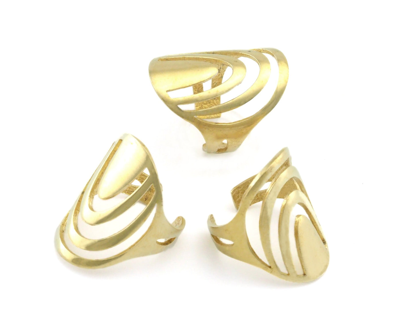 Rainbow oval statement adjustable ring Raw brass (5 - 9US inner size) Oz4338