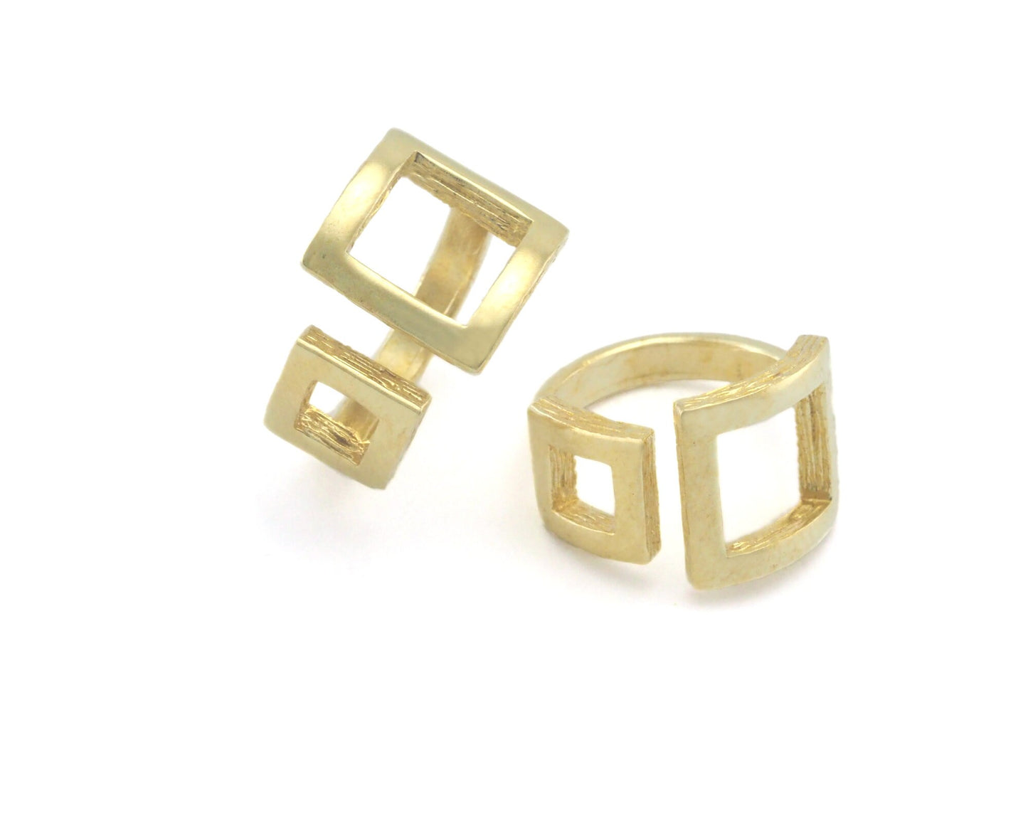 Sqaure Frames Adjustable Ring Raw Brass (6US - 8US inner size) 4347