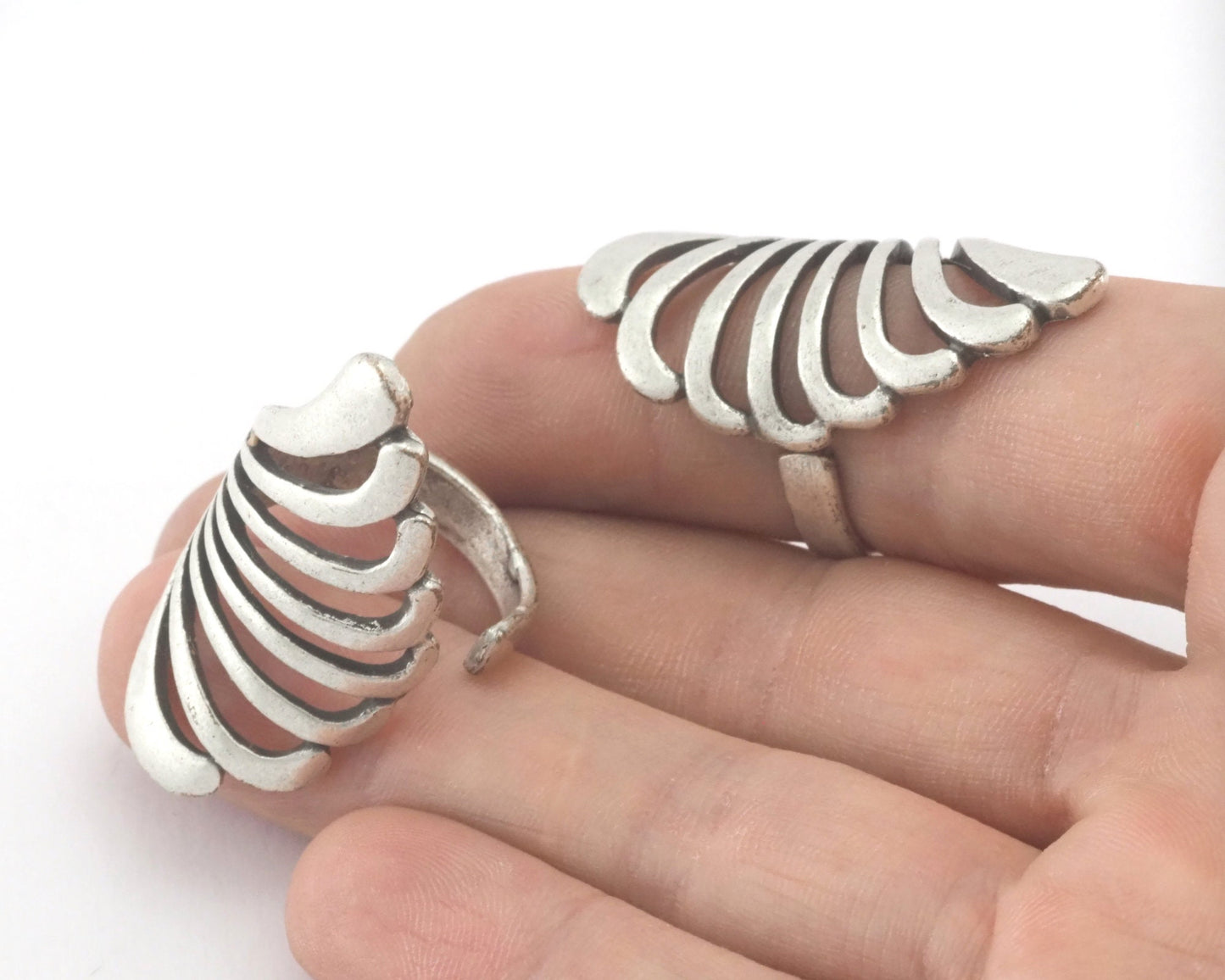 Feather Wing Ring Antique Silver Plated Brass (6-9US Adjustable size) OZ 3211