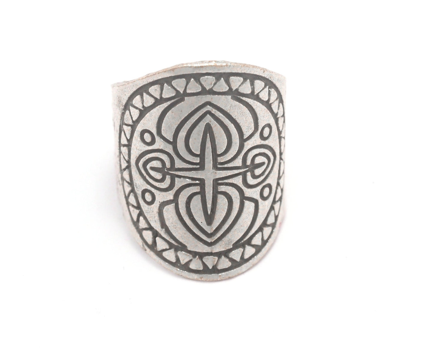 North star ring Adjustable Antique silver plated brass 26mm (6 - 8 US inner size) OZ2812