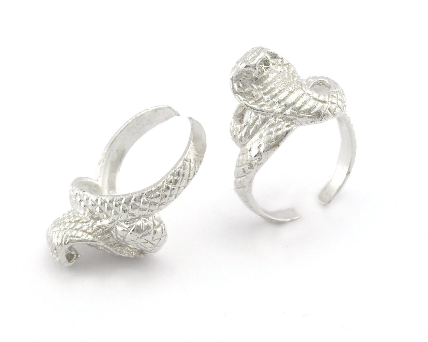 Snake Ring Queen Cobra Adjustable Shiny Silver Plated brass (18mm 8US inner size) Oz3243