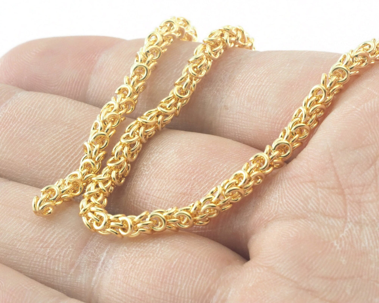 Byzantine Chain 1 meter Handmade Gold Plated Brass 4mm z165