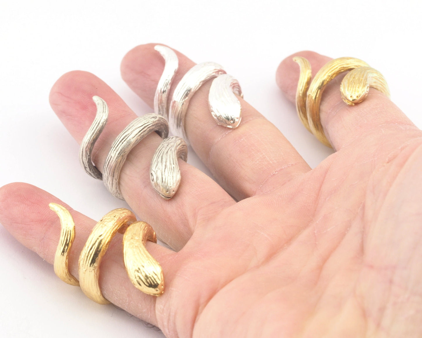 Snake Wrap Ring Animal Adjustable Raw Brass - Antique silver - Shiny silver - Shiny gold plated 4012