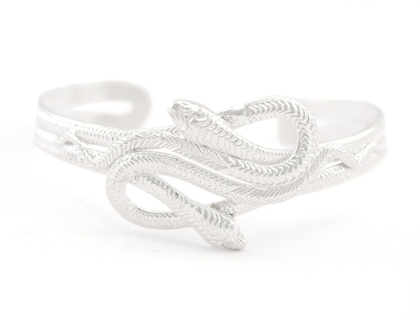 Snakes Bracelet Shiny Silver Plated Brass (55 - 70 mm inner size - Adjustable ) OZ4561