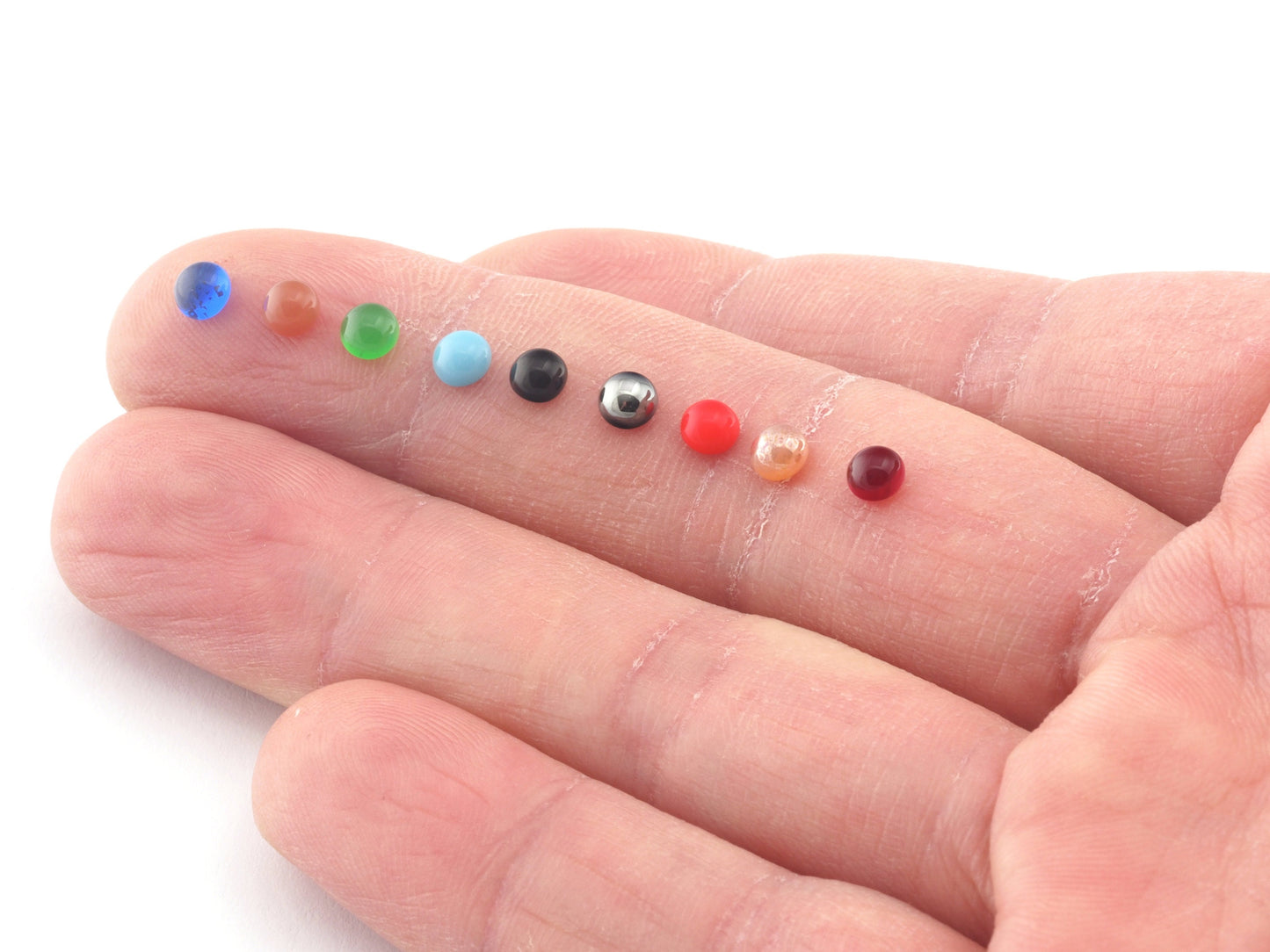 Cabochons Czech Glass Round 4mm Flat Back Multi Color CAB129-10 No Hole CB40