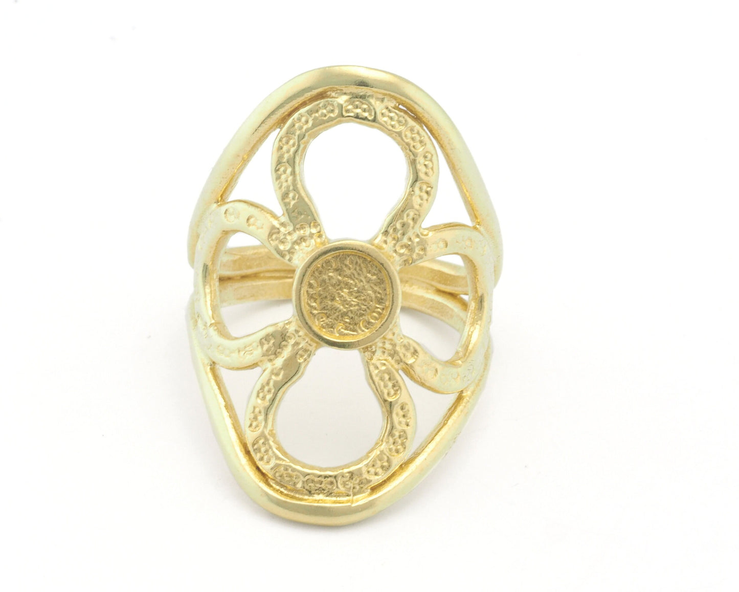 Flower Ring Blank Base Settings - raw brass - Shiny silver - Antique silver - Shiny gold plated (7.5US 10US inner size ) 6mm blank size 4635