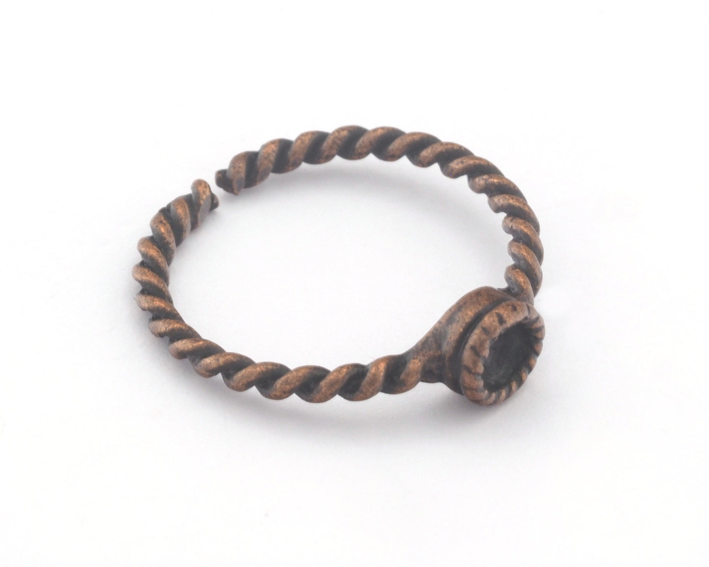 Ring Swirl Adjustable Ring Bezel - Antique Copper Plated brass (18.5mm 8.5US inner size - Adjustable ) OZ2714